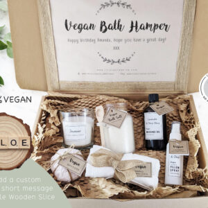 VEGAN Personalised VEGAN Spa Hamper Gift Box Basket Natural